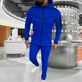 thumbnail image 2 of JUUYY Men's Tracksuits 2 Piece Sets Color Block Full Zip Sweatsuits Outfits Long Sleeve Hoodies Jogging Casual Sports Suits Dark Blue L, 2 of 4