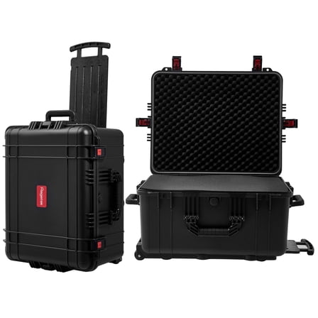 Waterproof Rolling Hard Case, 24.3 x 20 x 13.5 Inch, Equipment Roller with Wheels/Foam, for cameras Camcorder,Drone, Gear, electronic,tool, Shockproof, TSA Friendly, Inner 20.8"x 16.1"x 10.8"
