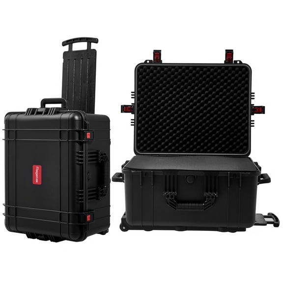 Waterproof Rolling Hard Case, 24.3 x 20 x 13.5 Inch, Equipment Roller with Wheels/Foam, for cameras Camcorder,Drone, Gear, electronic,tool, Shockproof, TSA Friendly, Inner 20.8"x 16.1"x 10.8"