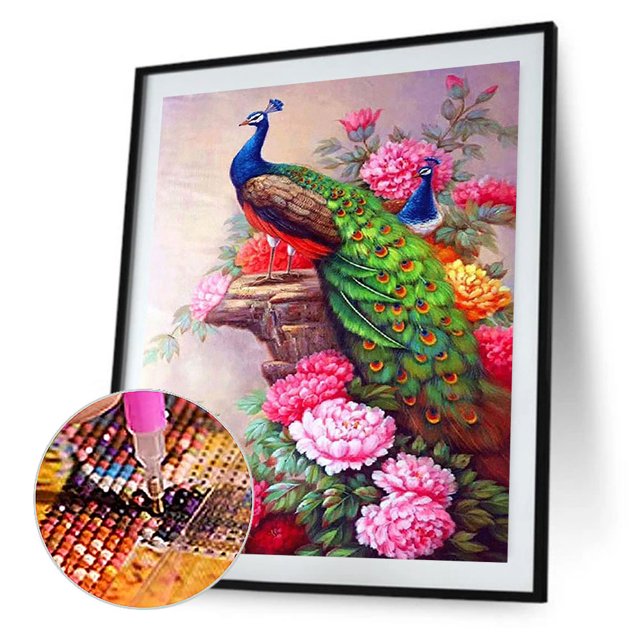 Cuadros Decorativos Pavo real 5D DIY Diamond Painting Kits Full Round Drill Wall Decor Crafts (DG152) Likrtyny embutido en tela