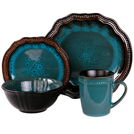 

UYVSZKRQ Mystic Waves 16 Piece Dinnerware Set in Turquoise