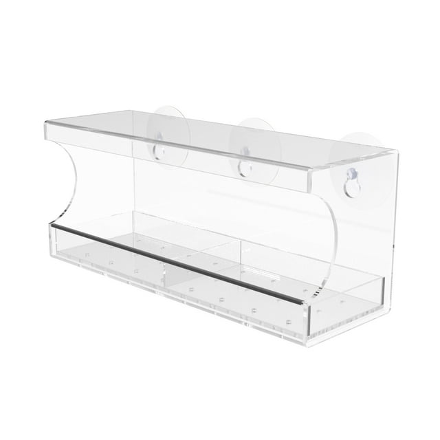 FixtureDisplays® Clear Acrylic Bird Feeder Window-Mounted, Seed-Saving, and Bird-Friendly 16045