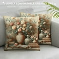 thumbnail image 3 of Leisuo Vintage Spring Summer Flower Throw Pillow Covers Rustic Flower&nbsp;Arrangement Vase Floral Pillow Cases Cushion Cases Burlap Throw Pillow Covers for Couch and Bed, 3 of 5