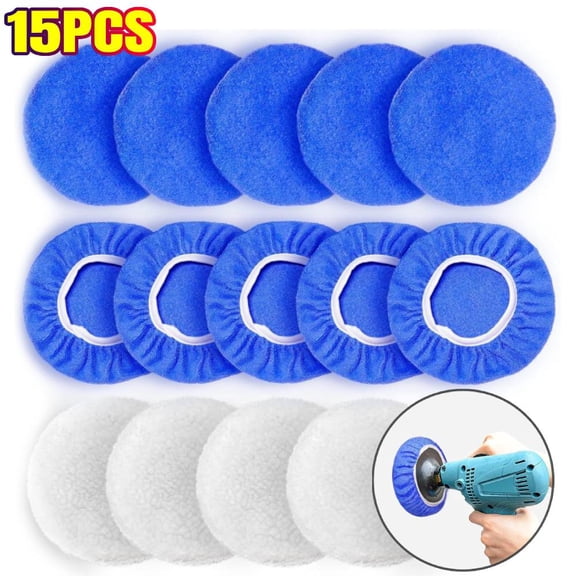 15-Pieces Car Orbital Buffer Polisher Pad Bonnet Microfiber Max Bonnet Polishing Buffing Pad Cover (5-6 Inches)