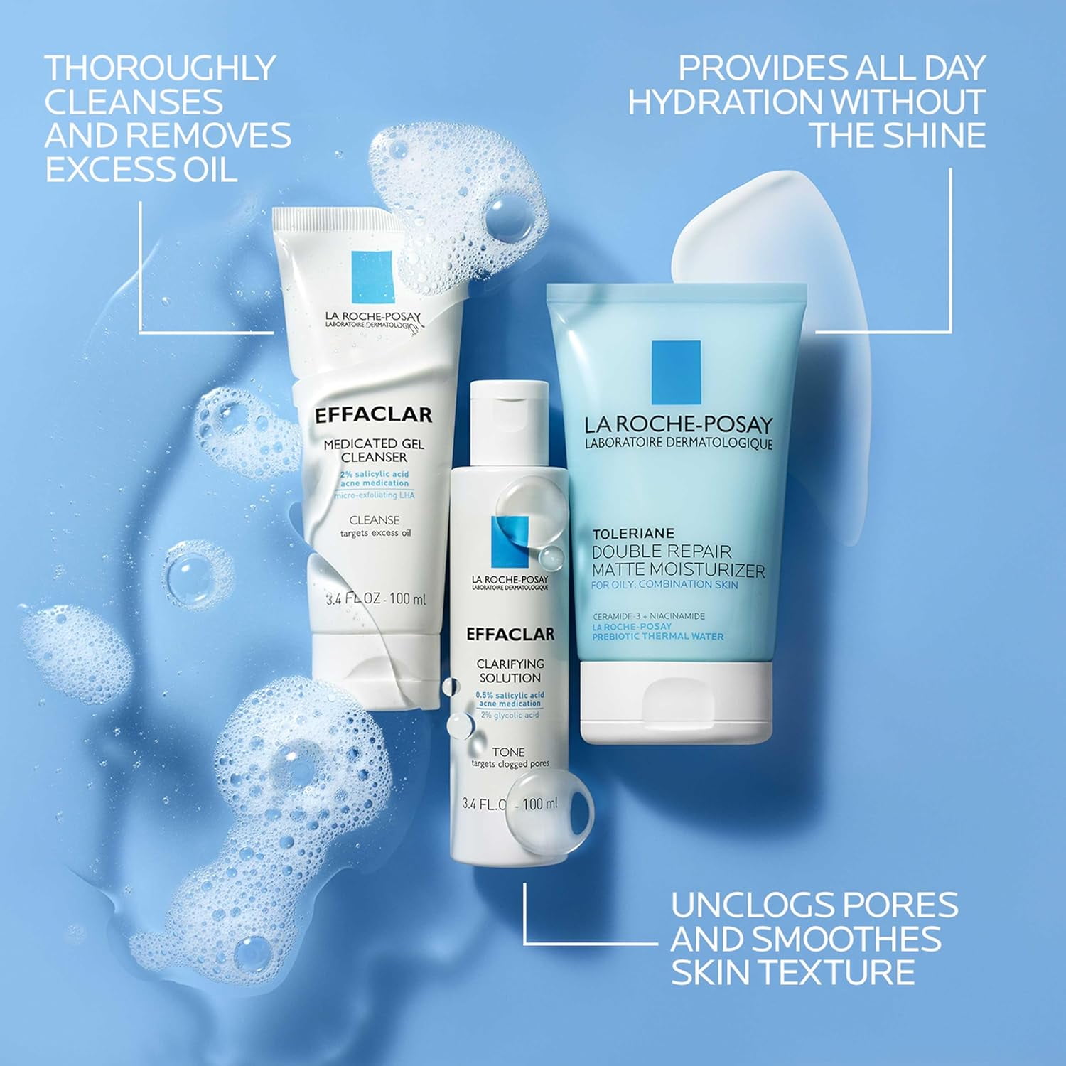 LA ROCHE-POSAY TOLERIANE & EFFACLAR セット La Roche-Posay Effaclar Acne Daily Essentials Kit - Walmart.com