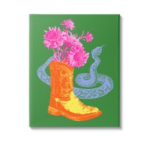 Stupell Industries Modern Snake & Boot Botanical & Floral Painting Gallery Wrapped Canvas Art Print Wall Art, 30 x 40