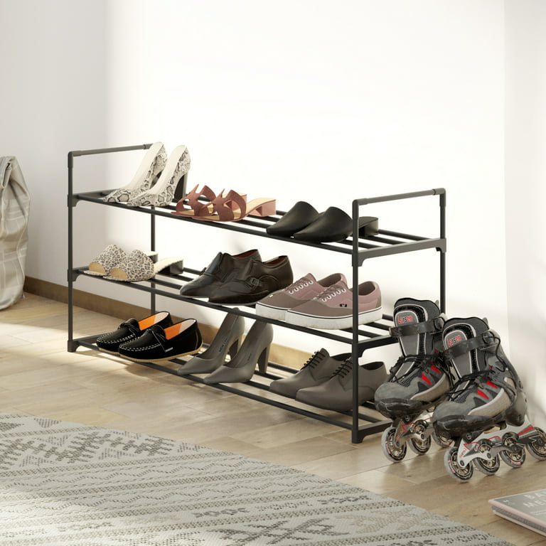 Home-Complete 3 Tier Shoe Rack for 15 Pairs Black