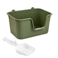 thumbnail image 1 of Bandeja de arena para mascotas con parte abierta, lavabo para gatos con cuchara, caja de arena para gatos, lados altos duraderos para todo , verde L Verde Grande, 1 of 10