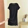 thumbnail image 2 of OVAFBAU Womens Nightgown Sleepshirt Pajama Dress Casual Cotton Crew Neck Short Sleeve Slit Loose Loungewear Dress Sleepwear, 2 of 6