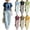Black, variant on Womens Two Piece Outfits Short Sleeve Tops Long Stripe Pocket Elastic Waist Long Pants Lounge Sets