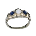 thumbnail image 1 of LBG British Made 10k White Gold Natural Opal & Sapphire Womens Trilogy Ring - 33 size options - Sizes 4 to 12 Available, 1 of 6