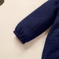 thumbnail image 4 of LIIPEE Boys Girls Onesie Cotton Linen Solid Color Long Sleeve Round Neck Button Jumpsuit With Pockets Breathable Vacation One-Pieces,Blue,9-12 Months, 4 of 9