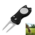 thumbnail image 1 of Herramienta de reparación de divot de golf, botón emergente plegable, navaja de acero inoxidable y marcador de pelota de golf desmontable, 1 of 5