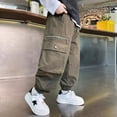 thumbnail image 5 of Afdoent Boys Casual Cargo Pants Casual Streetwear Hop Style Tapered Sweatpants For Teen Youth Kids Comfortable Athletic Streetwear Fashion 14-15 Years, 5 of 5