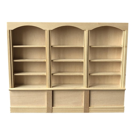 JWQFBC 1/12 Dollhouse Miniature Furniture Wooden Bookcase Cabinet Bookshelf Model Wood1