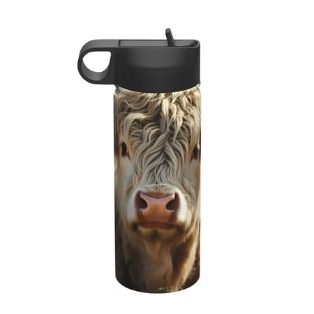 

Uemuo Adorable Flower Field Cow Print 18oz Sports Insulated Kettle Water Bottle Outdoor Sports Bottle Insulated Hydration Bottle with Handle & Flip Straw