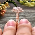 thumbnail image 3 of Milgrain 7mm Cushion Cut Morganite Engagement Ring 2.05 Carat Glaring Wedding Ring 10k Rose Gold Floral Art Deco, 3 of 6