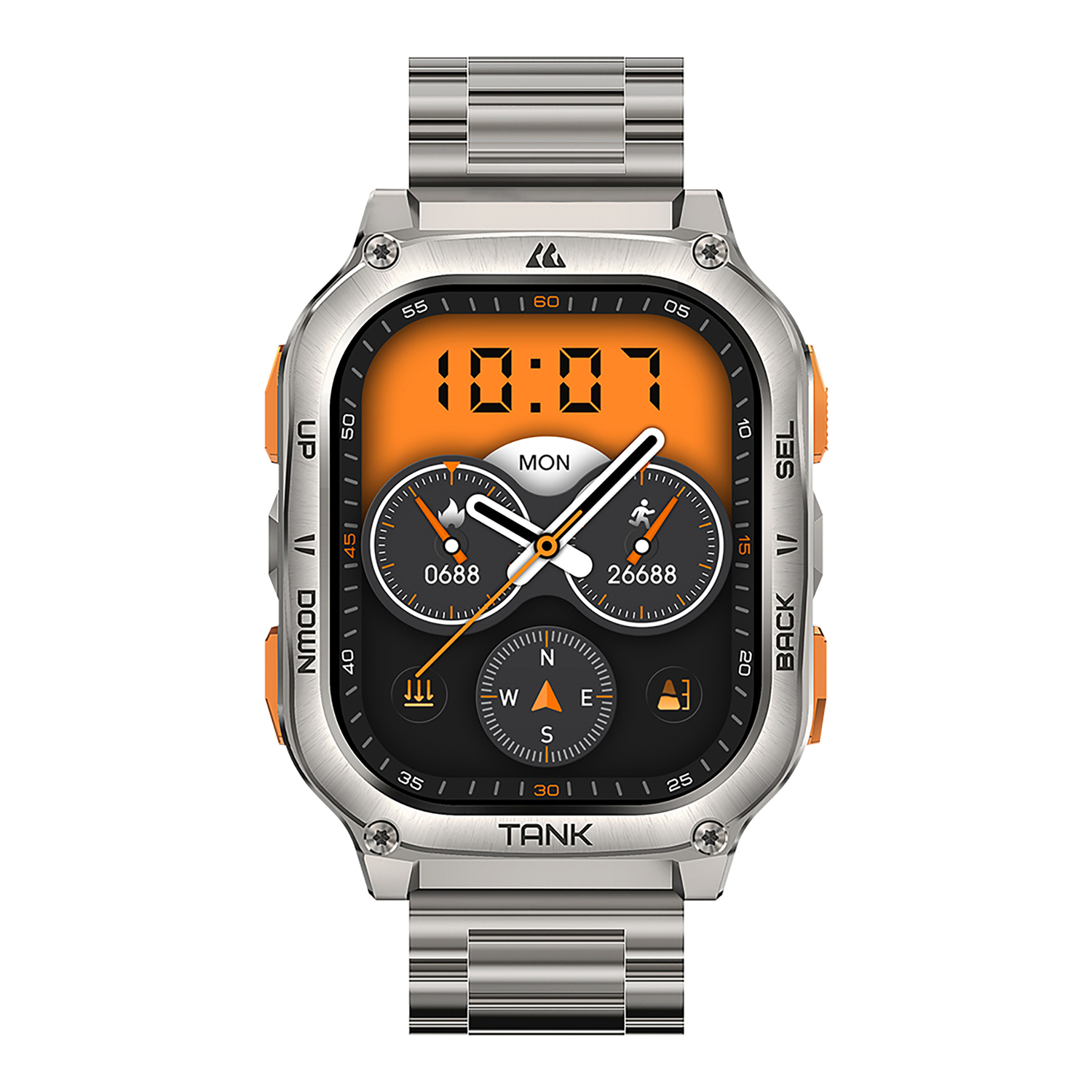 KOSPET TANK M3 Ultra Special Edition 1.96-In.-AMOLED GPS Smartwatch with Stainless Steel Band (Silver), P-MUS002-S