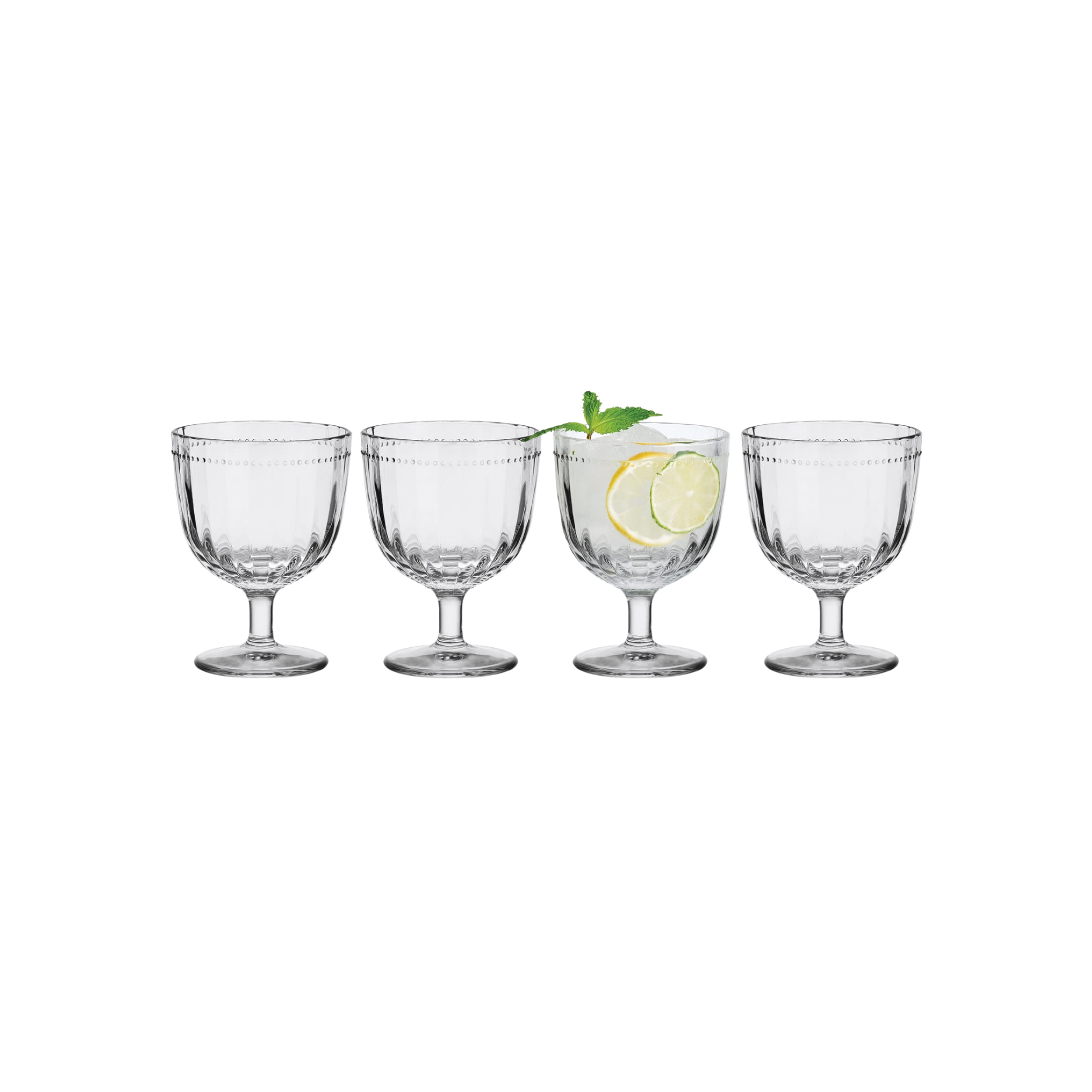 Fitz and Floyd Beaded 14 oz Clear Wine Glass Goblet (Set of 4)