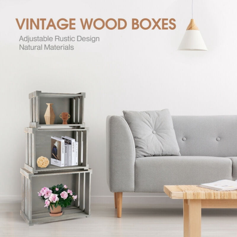 Decor Stacking Containers Buy Rustic Wood Nesting Crates Decorative Farmhouse Flower Boxes Wooden ...