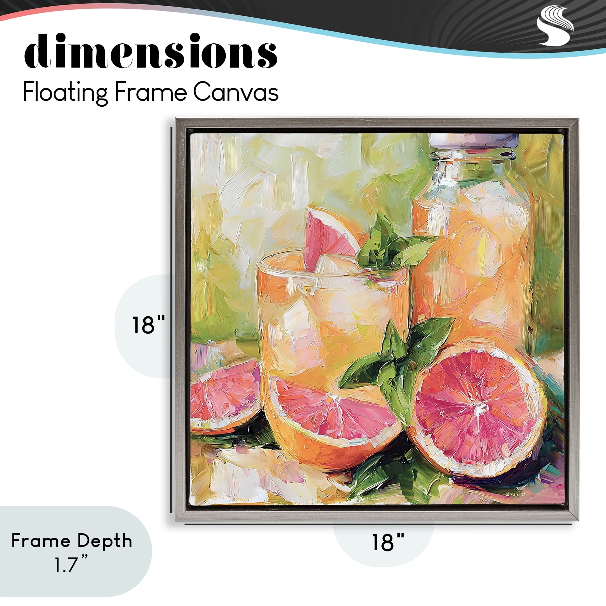 Stupell Industries Grapefruit Summer Refreshment Gray Framed Floater Canvas Wall Art, design by Riley B