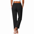 thumbnail image 7 of IMENGL Women's Casual Cropped Pants Loose High Waist Elasitc Straight Linen with Pockets Trousers Soft Wide Leg Pant for Womens,M-XXXL, 7 of 7