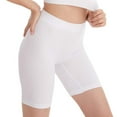 thumbnail image 1 of Pantalones cortos lisos con costuras para mujer: braguitas lisas de cintura alta para llevar debajo de vestidos o leggings, para uso diario informal, con tejido de poliéster elástico., 1 of 5