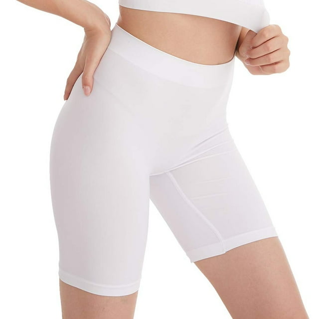 Shorts Taille Haute à Empiècements Unis pour Femmes - Culottes Lisses à Enfiler sous les Robes/leggings