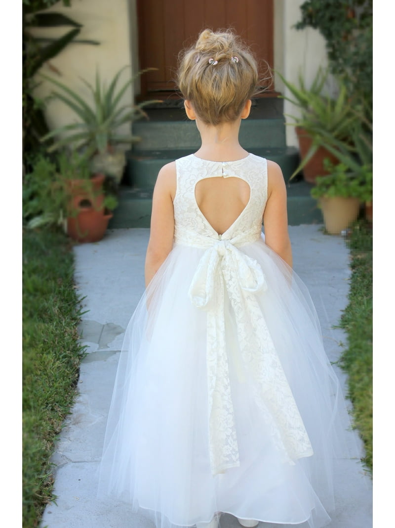 Ekidsbridal Floral Lace Heart Cutout Flower Girl Dress Wedding
