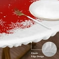 thumbnail image 4 of Christmas Snowflake Table Cloth, Round Fitted Tablecloths with Elastic Edge, Winter Modern Xmas Balls Red Wipeable Waterproof Table Cover for Kitchen Wedding 36-44 Inches, 4 of 4