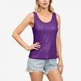 thumbnail image 3 of Women's Sequin Tank Top Sleeveless Scoop Neck Sparkly Party Blouse - Small, Purple, 3 of 6