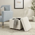 thumbnail image 2 of Linon Elta Square Storage Ottoman, Natural Sherpa/Walnut, 2 of 10