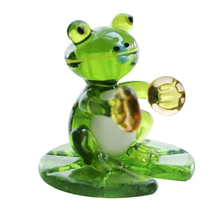 Glass Frog Figurines Hand Blown Art Glass Frog Miniature Animals Statue Gifts Green Frog Sculpture for Home Desk Decorstyle:style4;