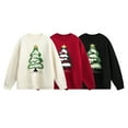 thumbnail image 2 of Ugly Christmas Sweater Women Xmas Tree Pattern Cute Winter Holiday Knit Sweaters Oversized Crewneck Casual Pullover Tops, 2 of 4