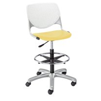 KFI Studios KOOL Home and Office Adjustable Drafting Stool, White Back, Yellow Seat