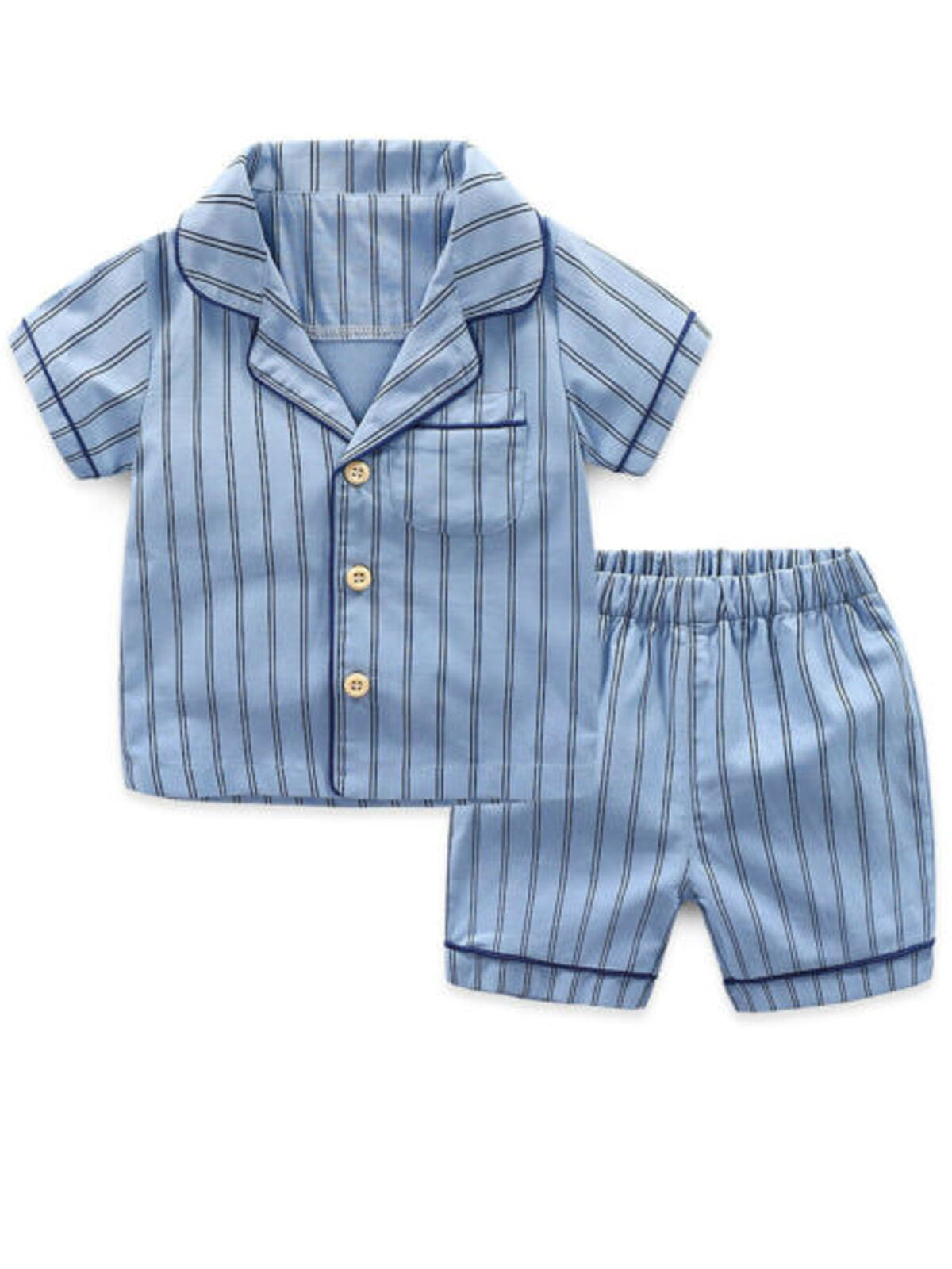 Focusnorm Focusnorm Baby Boys Girls Summer Cotoon Short Button Striped Pajamas Outfit Set Walmart Com Walmart Com