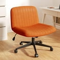 thumbnail image 6 of Meilocar Criss Cross Chair with Wheels, Cross Legged Office Chair, Armless Office Chairs Height Adjustable Swivel Vanity Chairs for Home Office Bedroom, PU Leather, Orange, 6 of 12