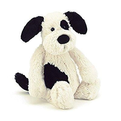 jellycat bashful black and cream puppy, medium, 12 inches