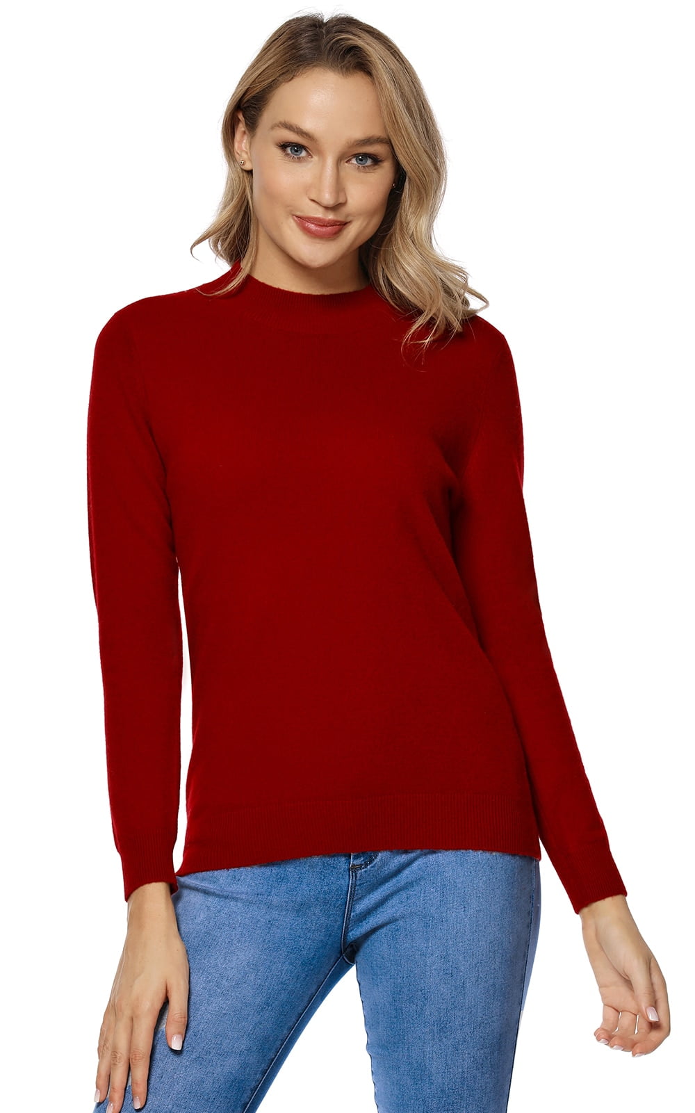 LANPULUX Women's Long Sleeve Soft Wool Cashmere Sweaters Lightweight