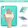 thumbnail image 3 of ELEHOLD Case for iPad Air (M2) 11 inch (2024) / iPad Air 4 & 5 10.9 Inch (2020/2022) / iPad Pro 11 2022, Military Grade Shockproof Silicone Protector with Pencil Holder+ Rotating Stand,Mint, 3 of 7