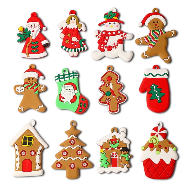Adornos de Navidad Jumpingount Colgantes de Dibujos Animados 12 Piezas PVC