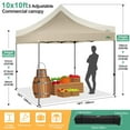 thumbnail image 5 of COBIZI 10x10 Pop Up Canopy with Sidewalls Heavy Duty Party Tent with Removable Awning Easy Up Outdoor Canopy Wedding, All Season Windproof&Waterproof with Roller Bag UPF 50+, Khaki, 5 of 7