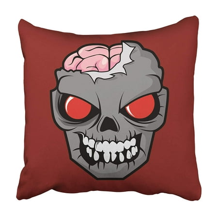 ARHOME Red Mask Undead Head Brain Comic Halloween Horror Movie Eye Scary Pillowcase 18x18 inch