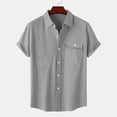 thumbnail image 4 of Taqqpue Men's Short Sleeve Button Down Shirts Casual Solid Color Cotton Linen Shirts Lightweight Quick Dry Vacation Beach Summer Blouse Tops with Pocket, 4 of 8