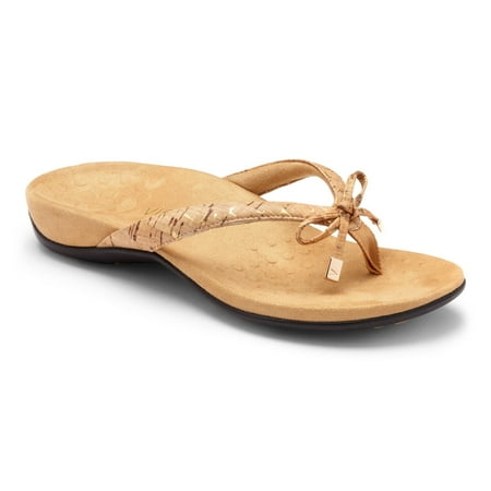 Women s Vionic Bella II Thong Sandal Gold Cork Leather 8.5 M