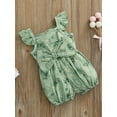 thumbnail image 3 of Baby Girl's Romper, Ruffle Sleeveless Bowknot Decoration Floral Printed One Piece Sling Romper, 3 of 9