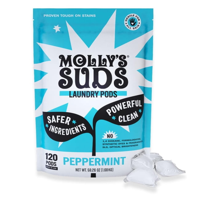 Detergente para ropa en cápsulas Molly's Suds Peppermint, 120 unidades