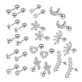 thumbnail image 1 of Juego de aretes Sonducket de 24 piezas con parte posterior plana Plata, 1 of 1