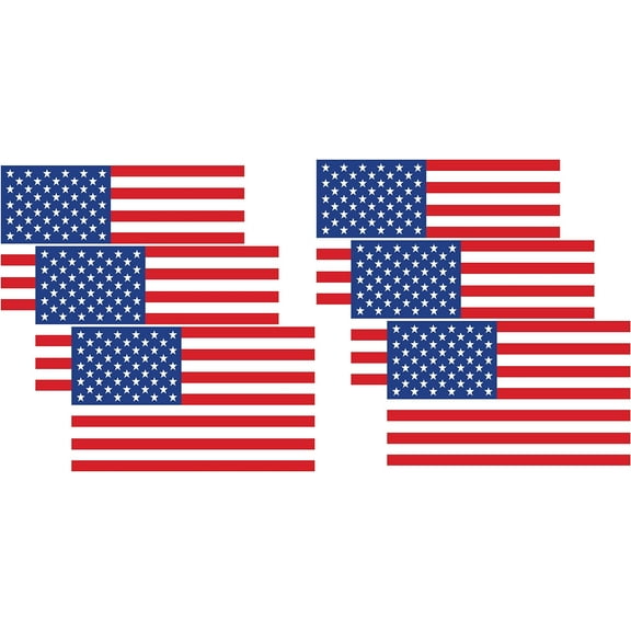 5 X 3 inch American US Flag Stickers - Patriotic Stars Reflective Stripe USA Flag Car Stickers - Support US Military (6 Pack)