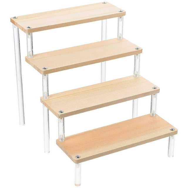 Display Shelf Acrylic Display Stand Multi-Tier Organizer For Cupcakes Home Dresser Khaki Storage 1Pack
